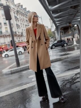 DOUBLE-BREASTED COAT WITH SHOULDER PADS SIZE XS